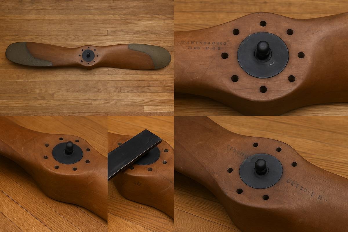 WWI Curtiss Wooden Propeller + Wall Mount – 80” Antique Aircraft, photo 1