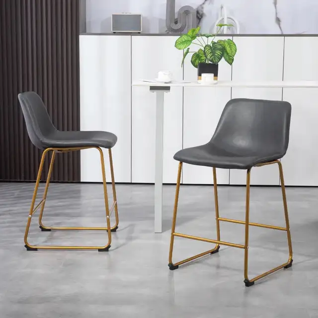 Modern Bar Height Stool, PU Leather Upholstered Stools  in Chairs & Recliners in Markham / York Region - Image 7