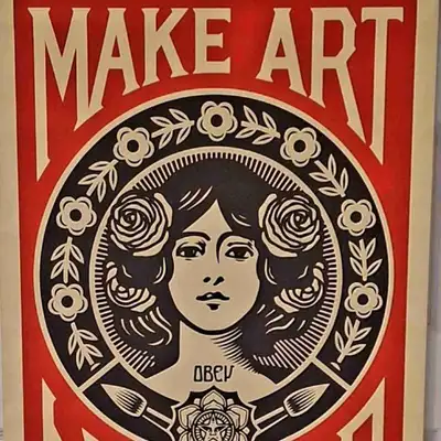 ✴️ BEAU CADRE SUSPENDUE 50 CM X 72 CM "MAKE ART NOT WAR", View more