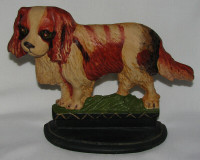 Vintage Painted Iron Metal Dog Figurine Doorstop