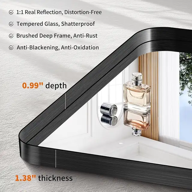 30"x30", Large Square Wall Mirror with Black Aluminum Frame Rou in Home Décor & Accents in Markham / York Region - Image 4