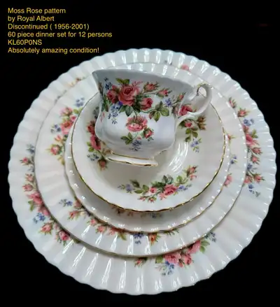 ✅60 pieces serving for 12 persons Moss Rose pattern by Royal , View more