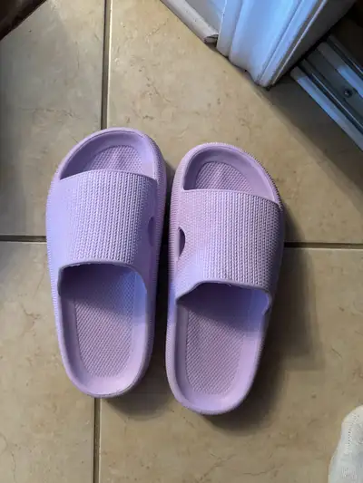 Lilac purple slides size 8 (worn twice) too small for me, View more