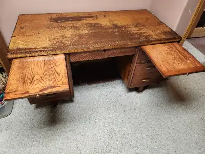 Vintage Oak Desk For Sale This vintage oak desk would make a great refinishing project. Being sold '...