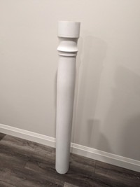 New 6" x 4'-7" round white wooden porch accent column post