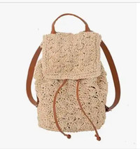 Woven Straw Bag Summer Women Beach Backpack Handmade Slingbag
