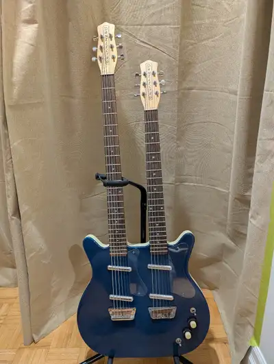 Danelectro Double Neck Baritone 6/6 – 2018 – Light Blue Pearl, View more