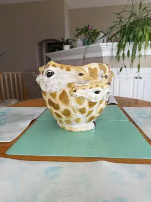 Unique Artisan Giraffe Mother & Calf Decorative Planter, View more