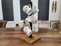 Vintage Stipo Dorohoi Romania Floral Mugs On A Cup Stand