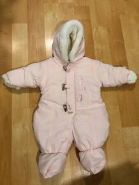 Baby girl pink snowsuit $25, size 3-6 months