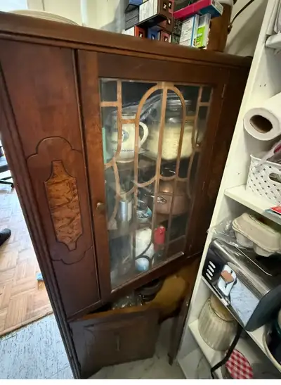 Vintage Colonial Revival Mahogany Corner Cabinet, View more