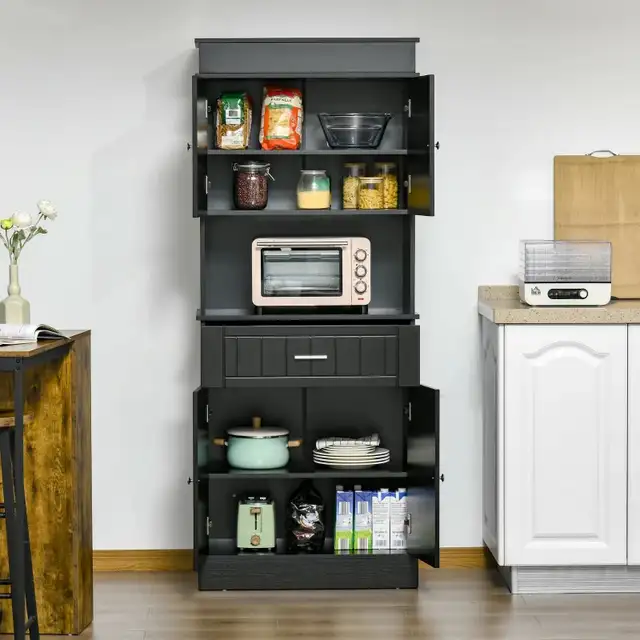 72" Kitchen Pantry Cabinet, Freestanding Buffet with Hutch, Cupb in Hutches & Display Cabinets in Markham / York Region - Image 3