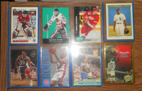 Various NBA and NHL rookie cards, prices in ad