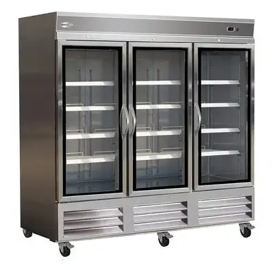 Brand New 81″ Stainless Steel Triple Glass Door Display Freezer, View more