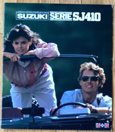 VINTAGE SUZUKI SERIE SJ 410 BROCHURE FOR SALE THIS LARGE SIZED FRENCH BROCHURE HAS 20 GLOSSY COLOURE...