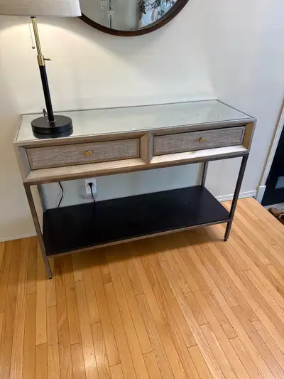 Mirrored grey console table, View more