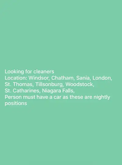 cleaning job available , View more