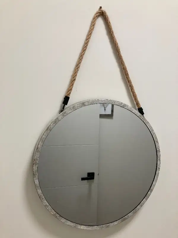 Round mirror 15 " diameter on a thick nautical string 12 $ only in Home Décor & Accents in Calgary - Image 2