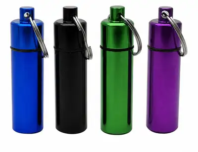 4 Packs Aluminum Pill Box Case Mini Portable Keychain Holder, View more