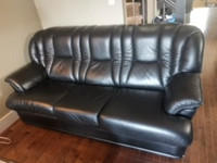 Genuine leather sofa in black in good condition $260