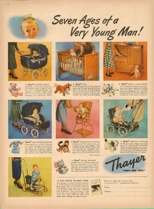 Large (10 ½ x 14) 1949 magazine ad for Thayer Baby Furniture in Arts & Collectibles in Dartmouth