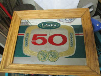 1980s LABATT'S 50 ALE BEER WOOD FRAME BAR MIRROR SIGN $40.