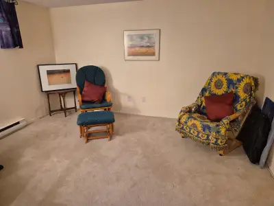 Graduate student rental: Cozy basement one bedrm suite. Includes single bed, desk, living room seati...