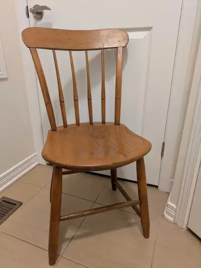 antique solid wood brown dining chair, desk chair, View more