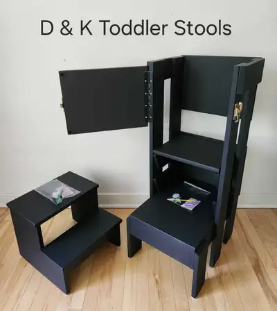 We have a few handmade counter height 3 level adjustable toddler stools *AVAILABLE* ! Our handmade l...