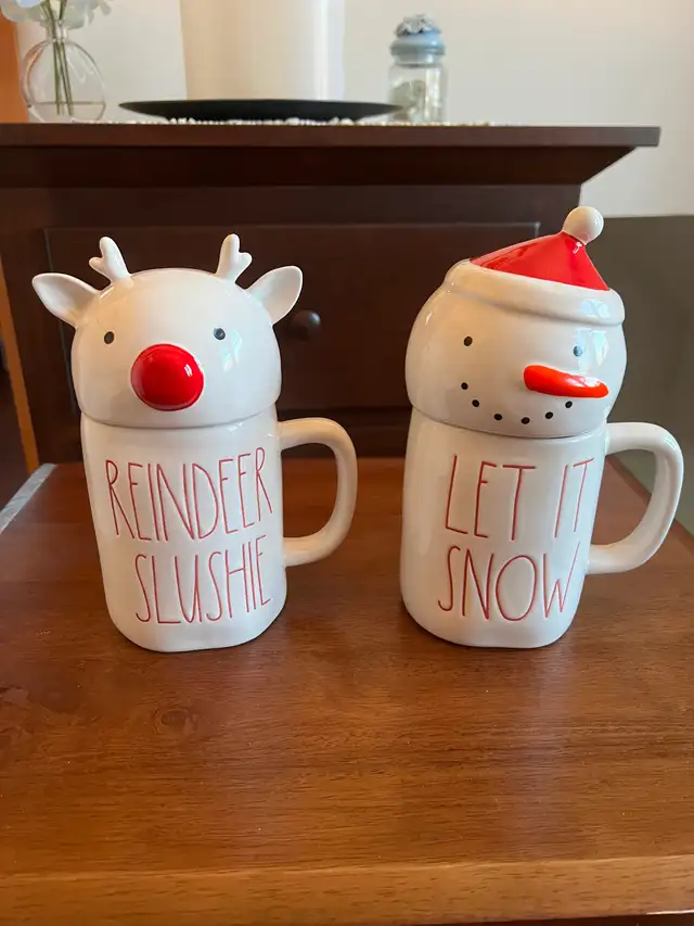 Rae Dunn Christmas topper mugs