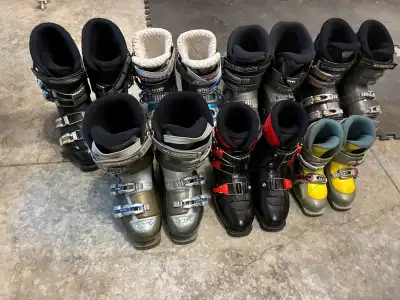 8 pairs of ski boots $30-60, View more