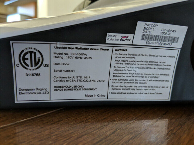 Raycop Mattress Vacuum & UV Light Sanitizer Model BK-100WA in Vacuums in Oakville / Halton Region - Image 4
