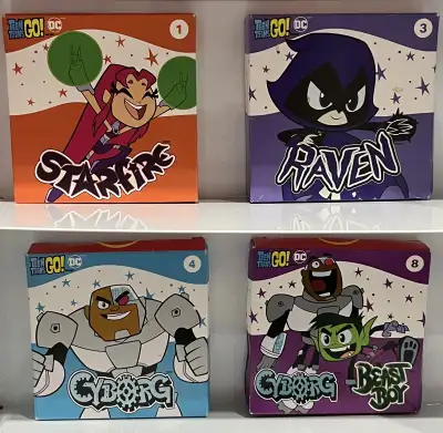 Set of 4 2022 Teen Titans Go! DC McDonald’s Happy Meal Toys, View more