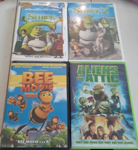 Bee Movie, Shrek, Shrek 2, Aliens In The Attic DVDs