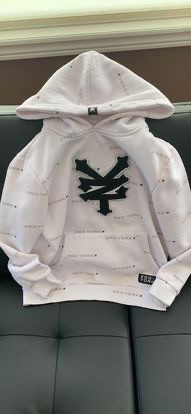 WHITE ZOO YORK PRINT HOODIE WITH FRONT POCKET AND EMBROIDERED