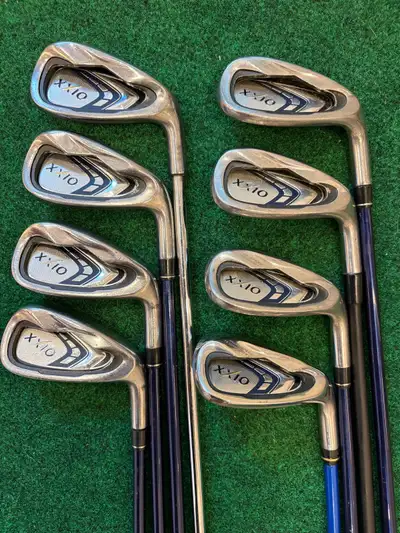 Used XXIO iron set with graphite shafts (1 shaft is steel) that are in great shape overall. This set...