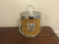 Vintage Retro 60s 70s Silver ICE BUCKET SUEDE Coat of Arms!