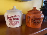 2 Vintage English Thornton's Special Toffee Jar Ceramic Biscuit