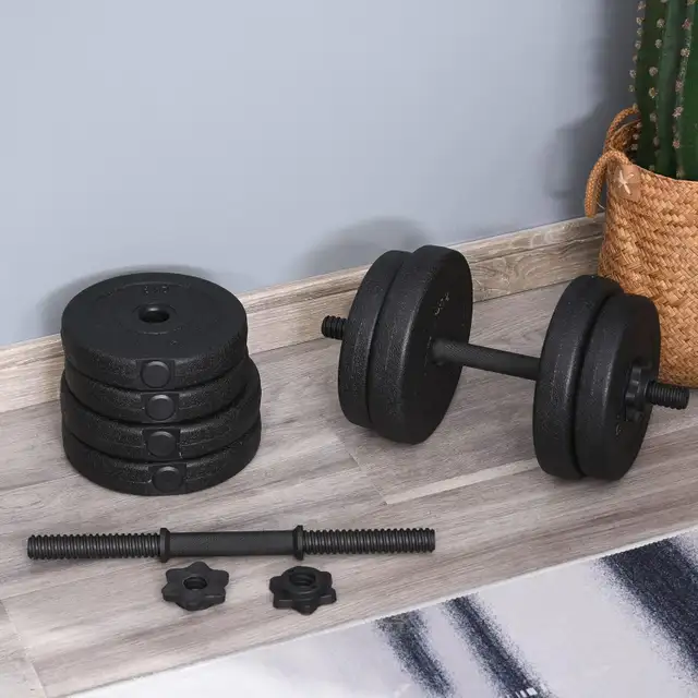 Soozier Adjustable Dumbbell Set 18kg weight plus solid bar62863270458626123