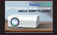 Projector 1080p 4K  with 100” Screen (NEW) Available
