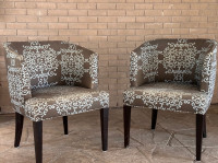 Brown Patterned Custom Side Chairs