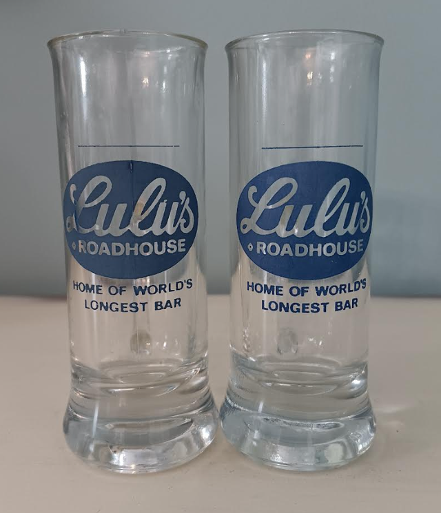 Pair of Lulu's Roadhouse World's Longest Bar handled shot glass in Arts & Collectibles in Markham / York Region - Image 3