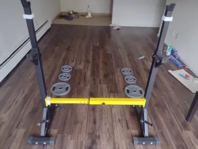 SOLD - Adjustable Bench Press Rack + Multiple weight (20&10lb), View more