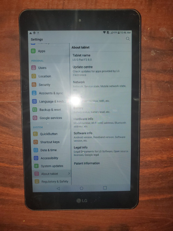 LG G Pad. F2. 8.0" Wi-Fi + 4G LTE Touchscreen Tablet. Bluetooth in iPads & Tablets in Mississauga / Peel Region