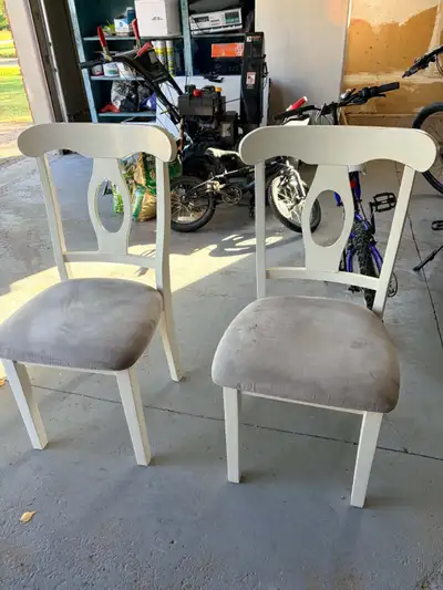Set of 4 White Kitchen Dining Chairs - Upholstered Seats, View more
