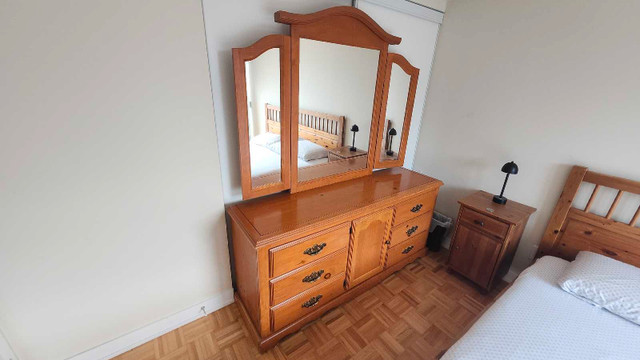 Solid Wood Dresser w/ Large Folding Mirror in Dressers & Wardrobes in City of Toronto