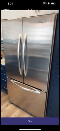 Counter depth kitchen Aid stainless steel fridge,bottom freezer 