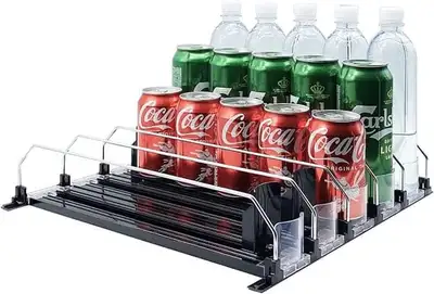 Drink Organizer - Refrigerator Self Push Drink Pusher, Can Dispenser Rack Sizes Available 16.5"x12.5...