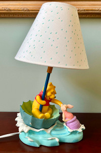 Vintage Disney WINNIE THE POOH PIGLET Table Lamp BLUSTERY DAY