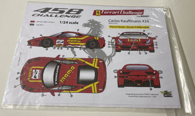 FFSMC Production 1/24 Ferrari 458 Challenge Momo 2012 decal in Hobbies & Crafts in Burnaby/New Westminster - Image 2